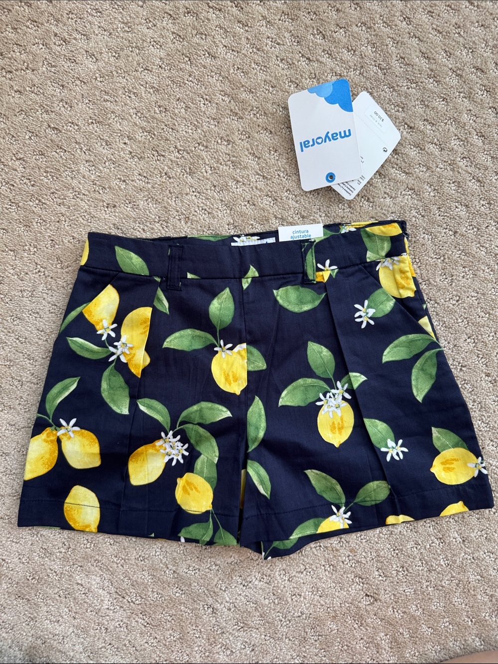 Mayoral Navy Shorts with Yellow Lemon Print